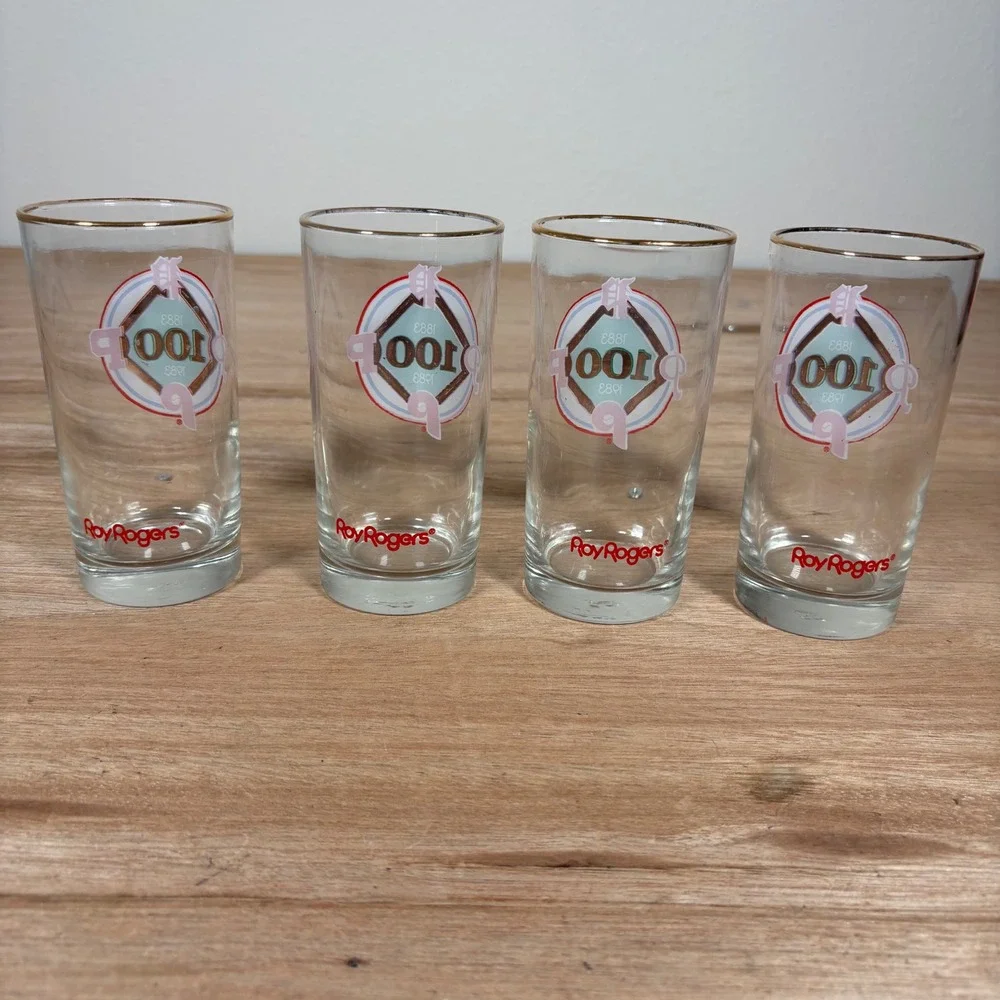Vintage Philadelphia Phillies 100th Anniversary Glasses Roy Rogers 1983 Set of 4